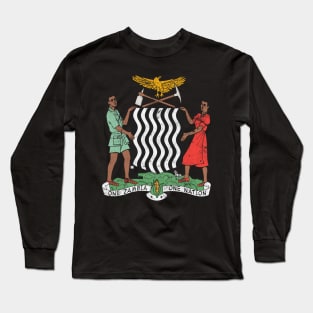 Zambia // Vintage Faded Style Flag Design Long Sleeve T-Shirt